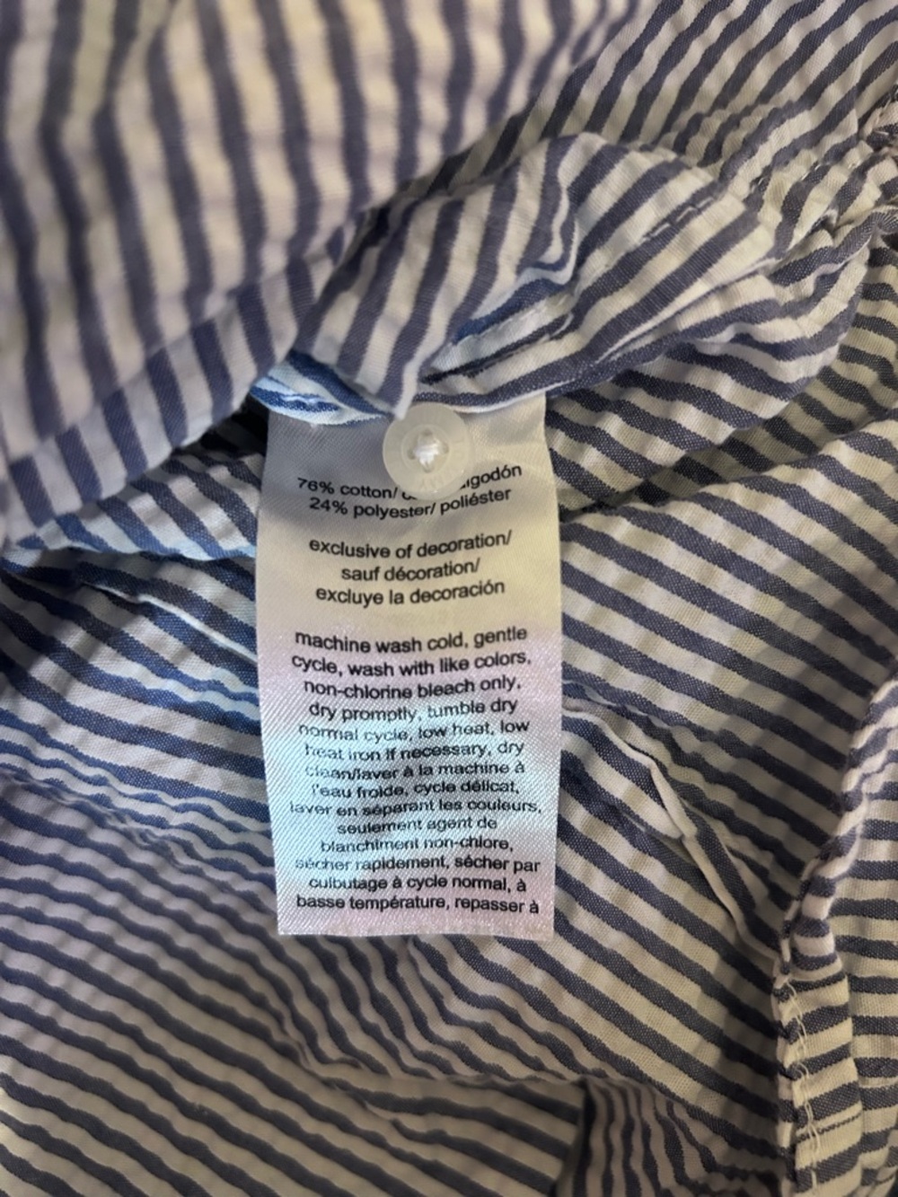 Tommy Hilfiger Blue & White Striped Seersucker Button-Down Shirt - Picture 6 of 6